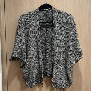 Painted Threads Black and White Knit Poncho